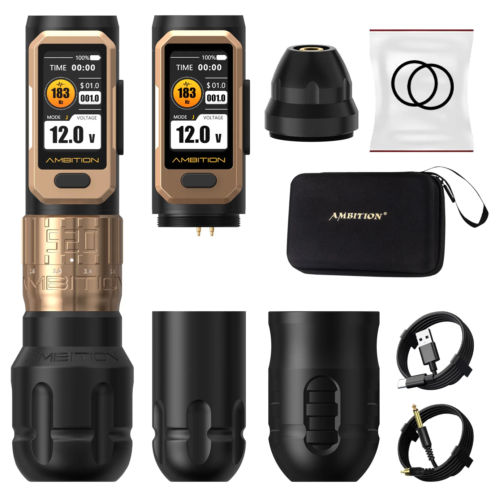 Soldier Pro 520 Coreless Motor 2.2-4.2mm Adjustable Stroke Professional Wireless Tattoo Pen Machine with 32mm/42mm Grip