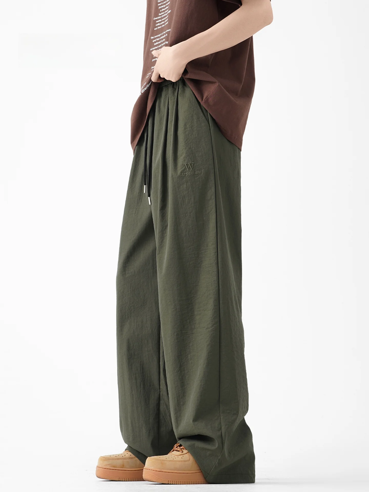 

MMOPTOP American Style Men's Casual Pants Spring Summer Pleated Drapey Sport Straight Leg Loose Wide Leg Trousers