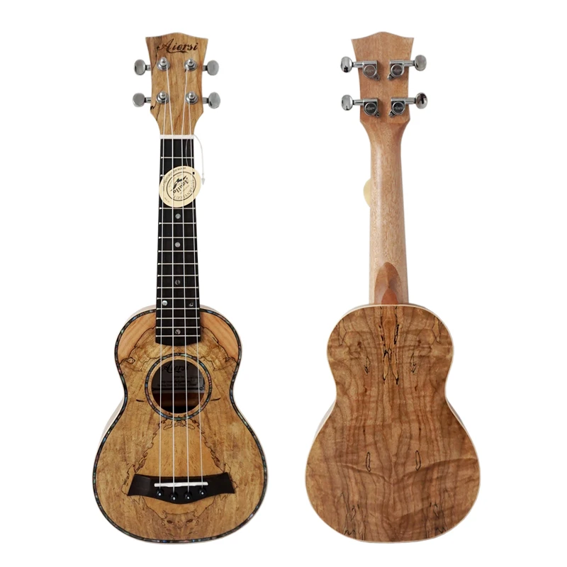 Aiersi brand High Grade Laminated Spalted Maple Guitar Ukulele wholesale 21 Inch soprano ukulele