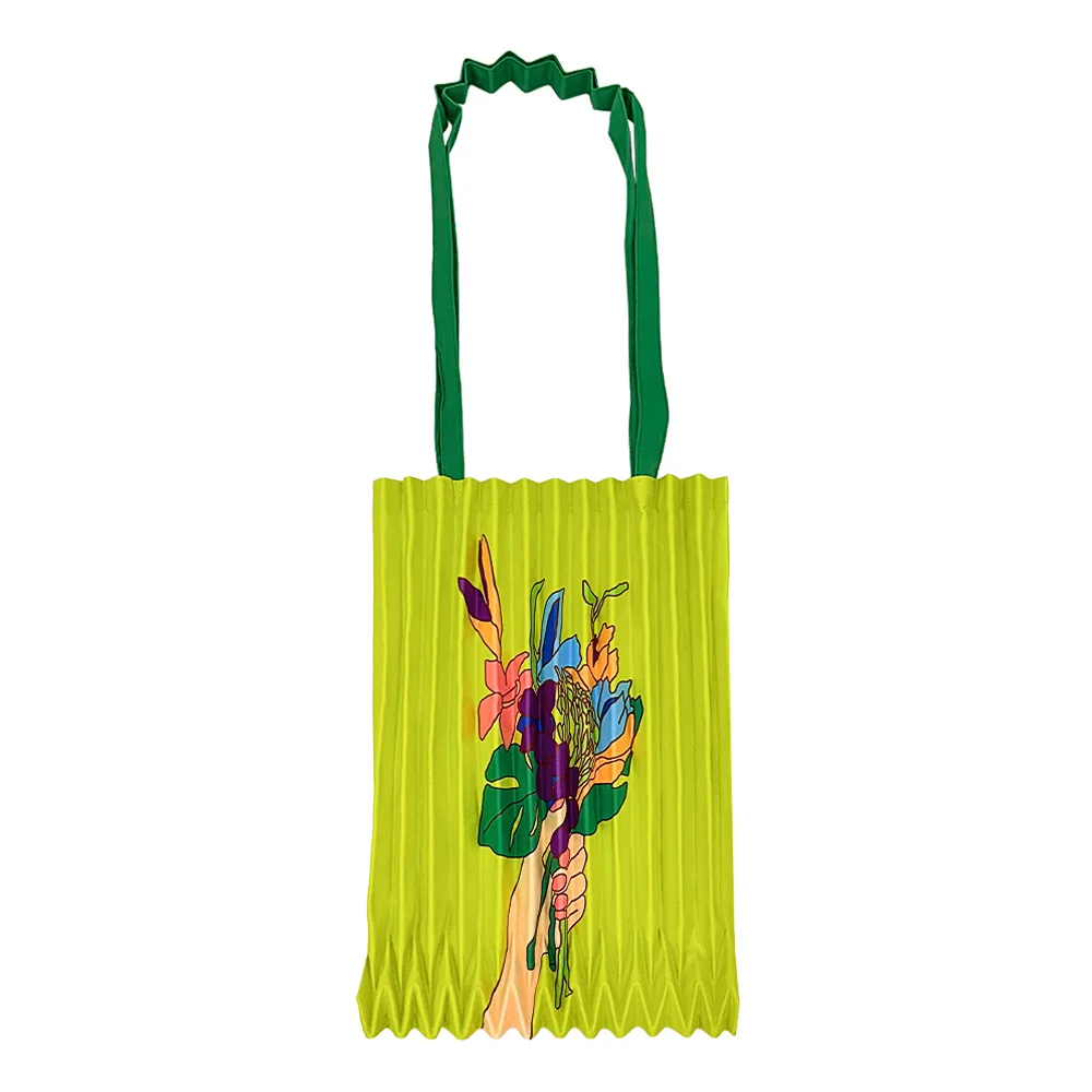 Miyake Folding 2025 New Flower Printed Folding Handbag Women's French Artistic Style Single Shoulder Support Handmade Bag