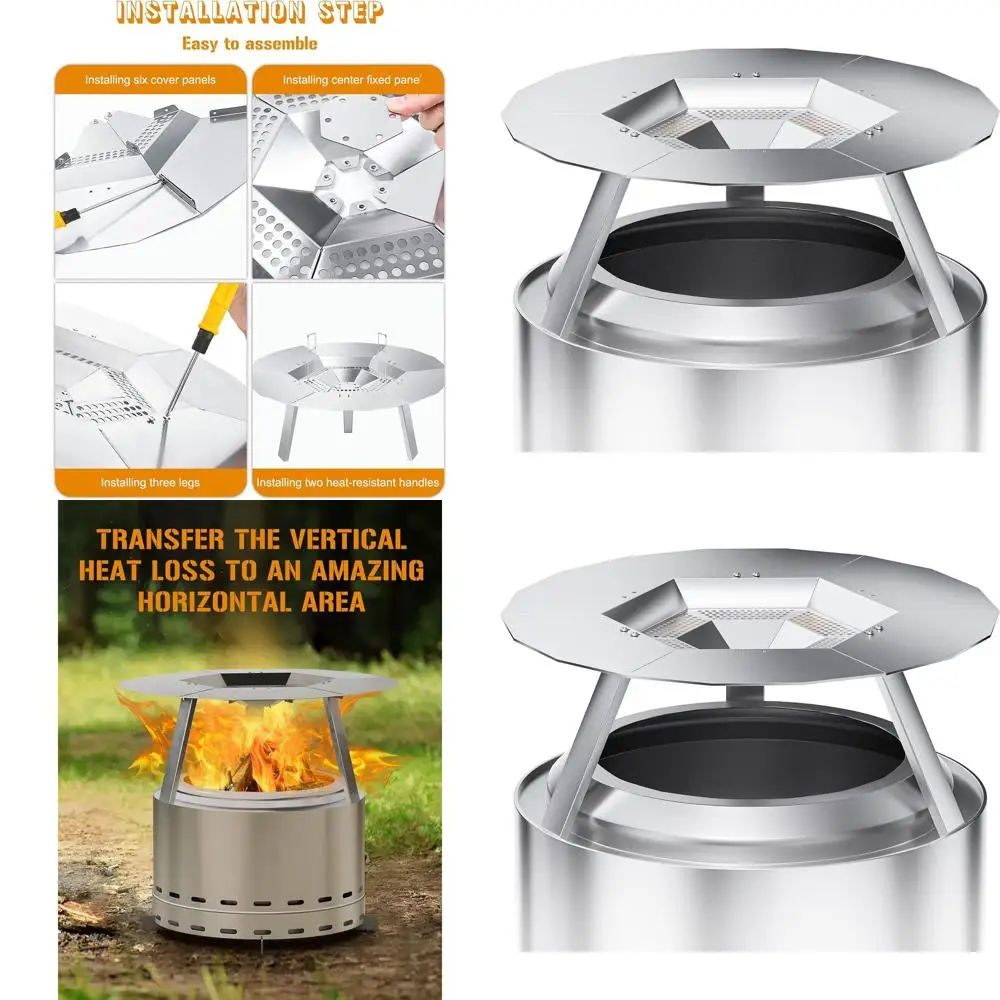 

19.5 Heat Reflector for Fireplace, 304 Stainless Steel with Handle and Legs for Enhanced Warmth and Comfort