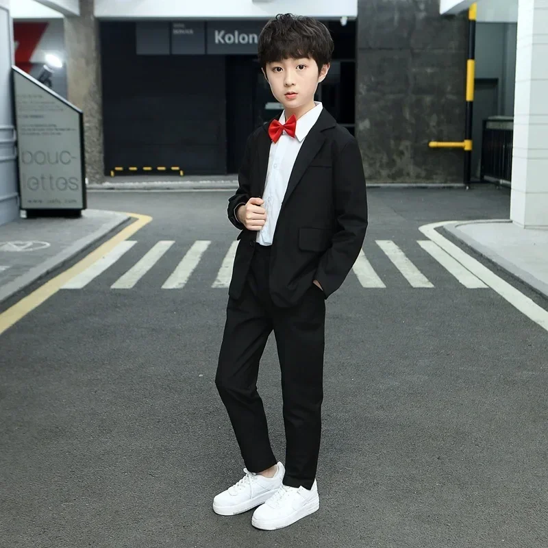 School Children Clothes Boys Suit Casual Blazer Jacket Trousers Two Pieces Kids Costume Black 12 13 14 Years Teenage Clothing