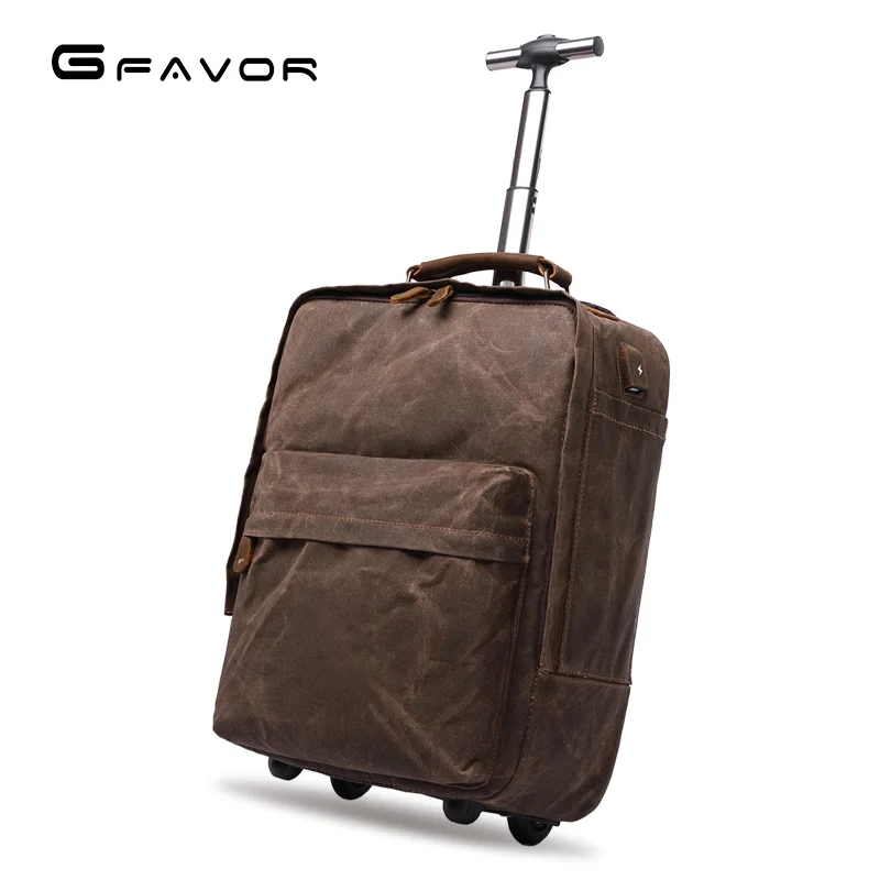 

quality waxed High weekender leather luggage trolly travel canvas duffle trolley bag for travelling