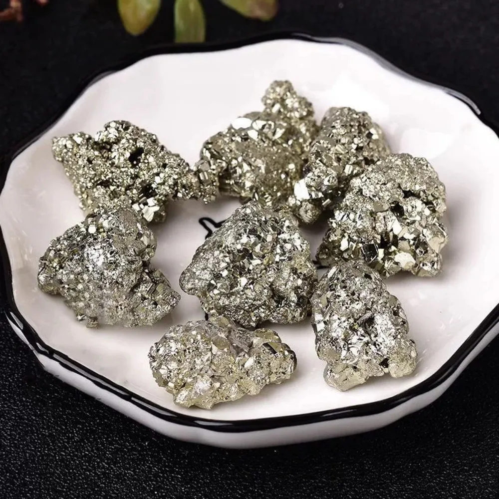 Natural Brilliant Cubic Pyrite Fools Gold Octahedral Pyritohedral Crystal Geological Teaching Mineral Specimens Collection Decor
