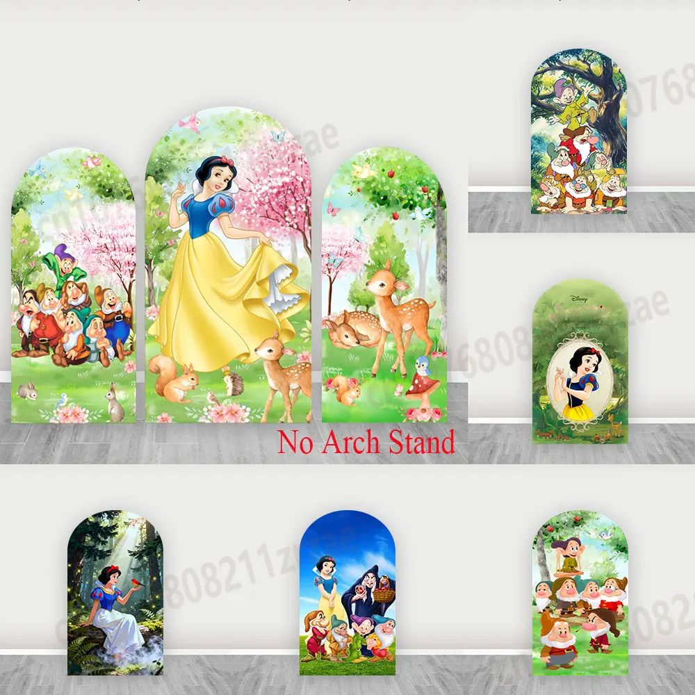 

Фон-баннер «Лесные цветы» с аркой, тема «Белоснежка», для дня рождения девочки, вечеринки в честь рождения ребенка, декор для вечеринки, фон с семью гномами