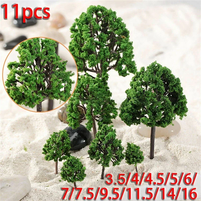 11pcs Scale Model Trees Artificial Miniature Tree Scenery Railroad Yard Garden Building Landscape Home Room Decorative Plants