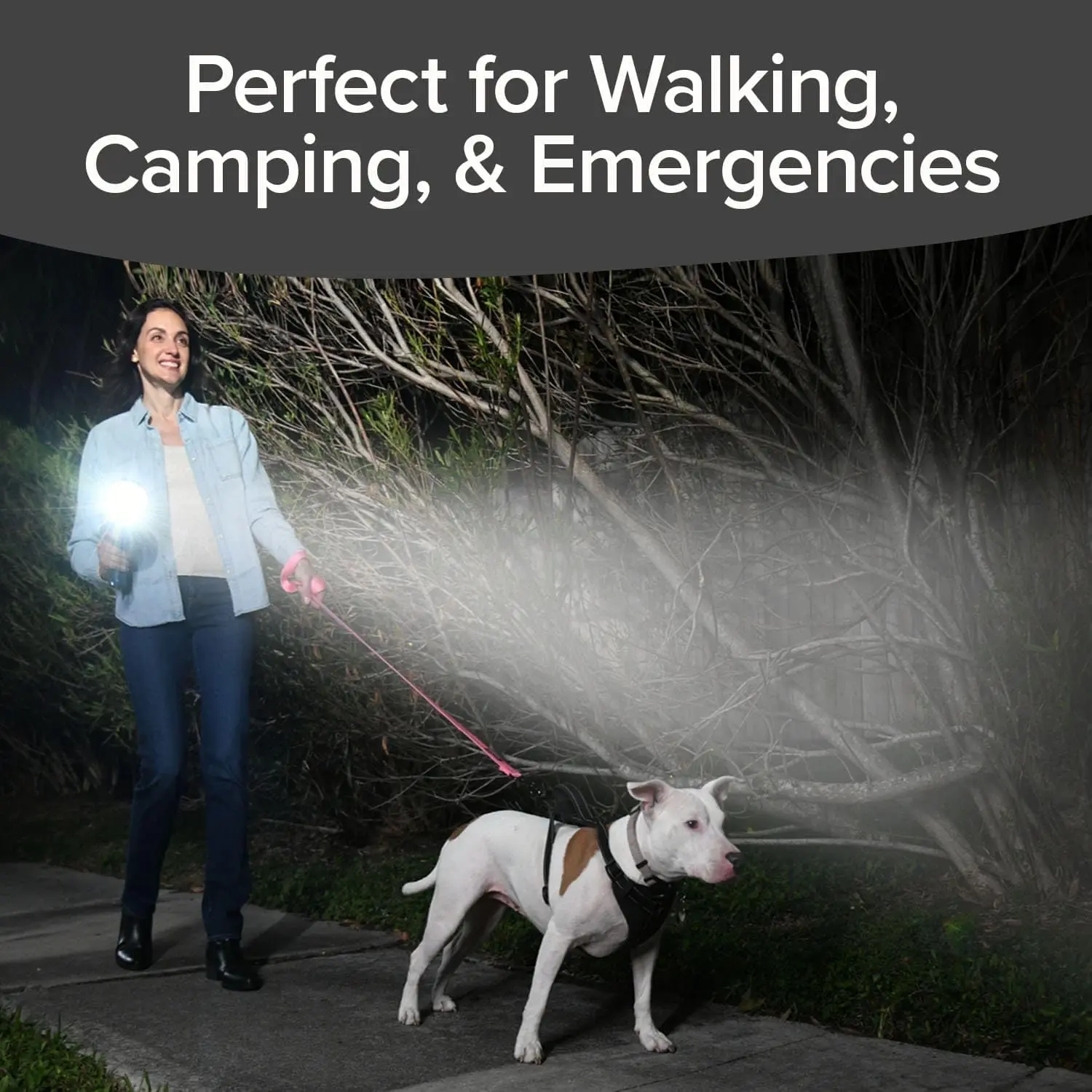 충전식 전술 손전등, 10가지 모드, 터보 부스트, 킥스탠드 및 휴대폰 충전기, 캠핑 및 비상용