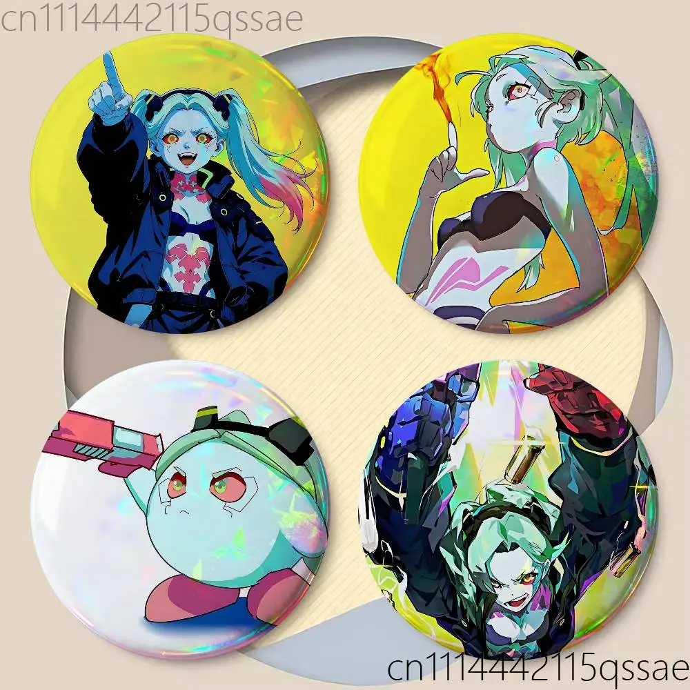 FOR C-Cyberpunk Rebecca 25mm 75mm 44mm 58mm 32m Brooches Badges Pins for Accessories