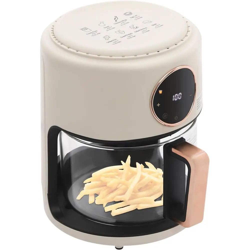 

Air Fryer 3.81QT 360° View, 1200W Touchscreen, 8 Pre-sets, Borosilicate Glass Basket, Ideal for Home and Commercial Kitchens (Wh
