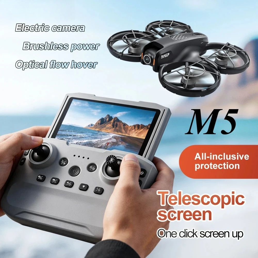 Original M5 Foldable Quadcopter HD 8K Ultra Camera 4.3" Smart Controller Brushless Motor Optical Flow Positioning Aerial Drone