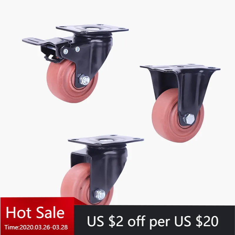 

1 Pcs Medium 3 Inch High Temperature Resistant Casters, 300°c Oven Cart Wheels, Glass Fiber Nylon Swivel With Brake Casters