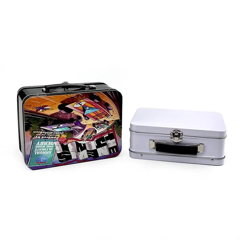 Rectangle Handheld Iron Box tinplate White Black Silver Lunch Box Old-fashioned Cake Packaging Box