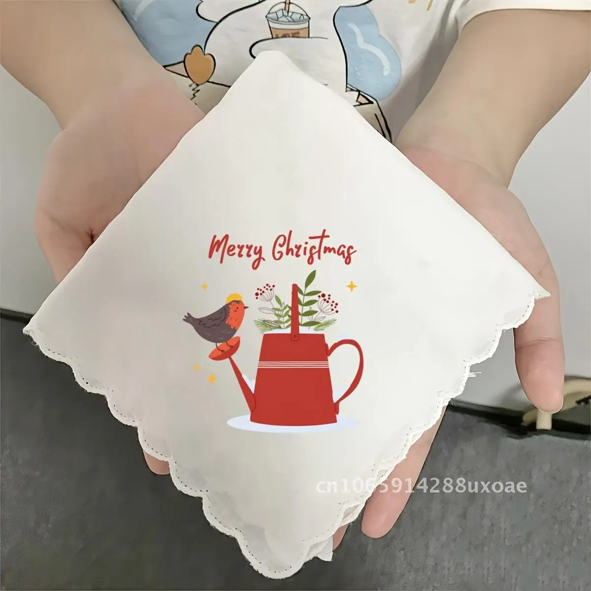 

Christmas Theme Small Handkerchief Creative Christmas Gift Bird Pattern Handkerchief