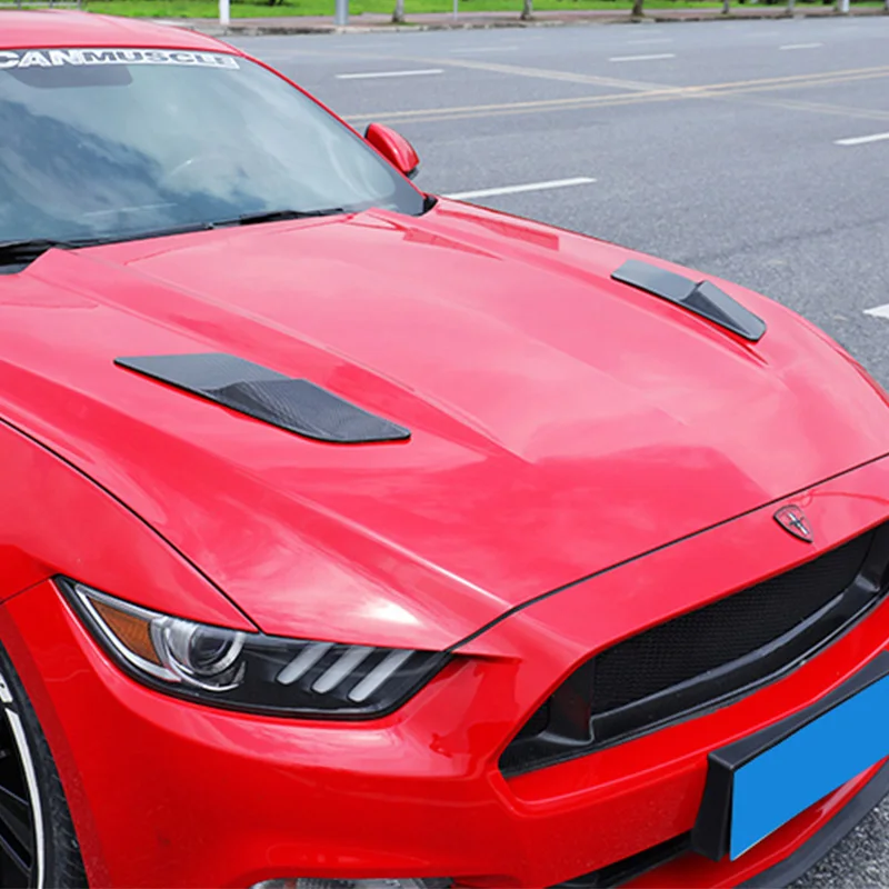 2Pcs/Set Hoods Cover Trim Car Front Hood Air Intake Trim Scoop Vent Guards Heat Panel Cover for Ford Mustang 2015 2016 2017