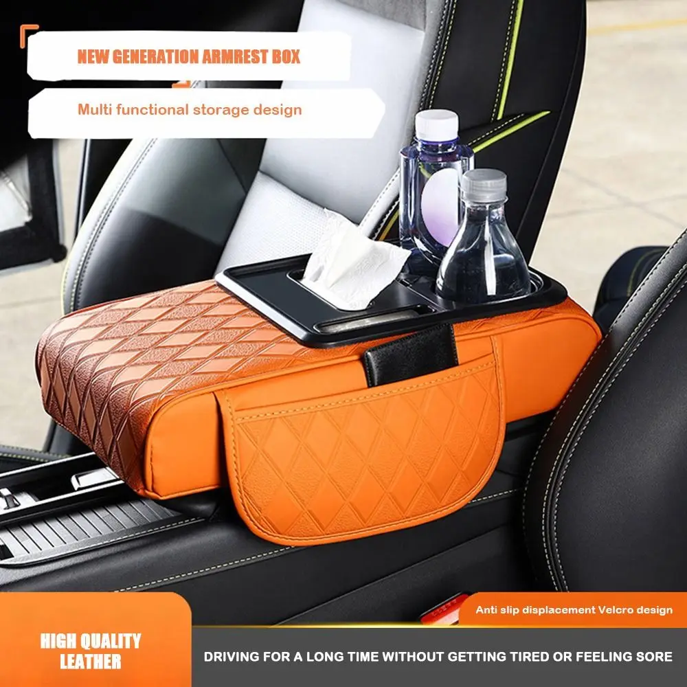 

Waterproof Center Console Armrest Pillow Multifunctional PU Leather Car Console Organizers Height Increasing