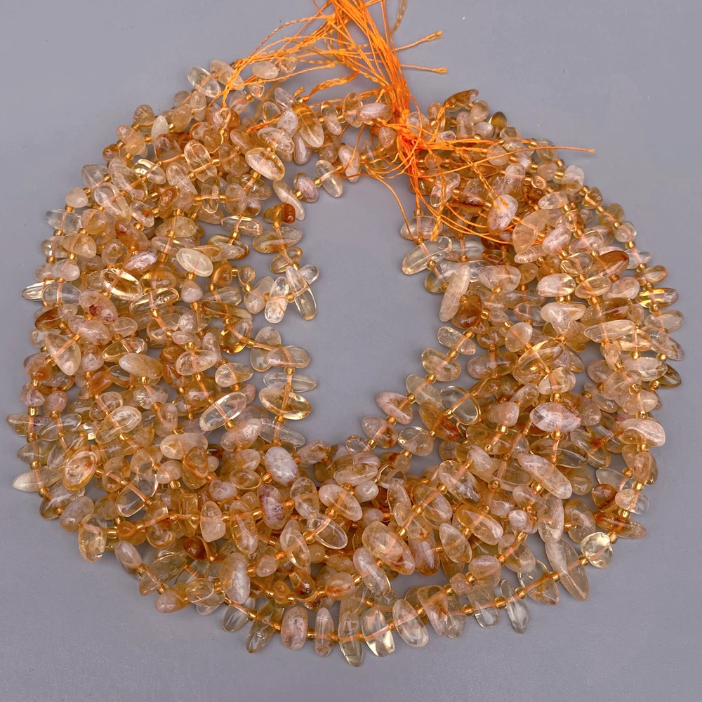 5 Strands Natural Yellow Citrine Freeform Stick Beads Strand 15.5
