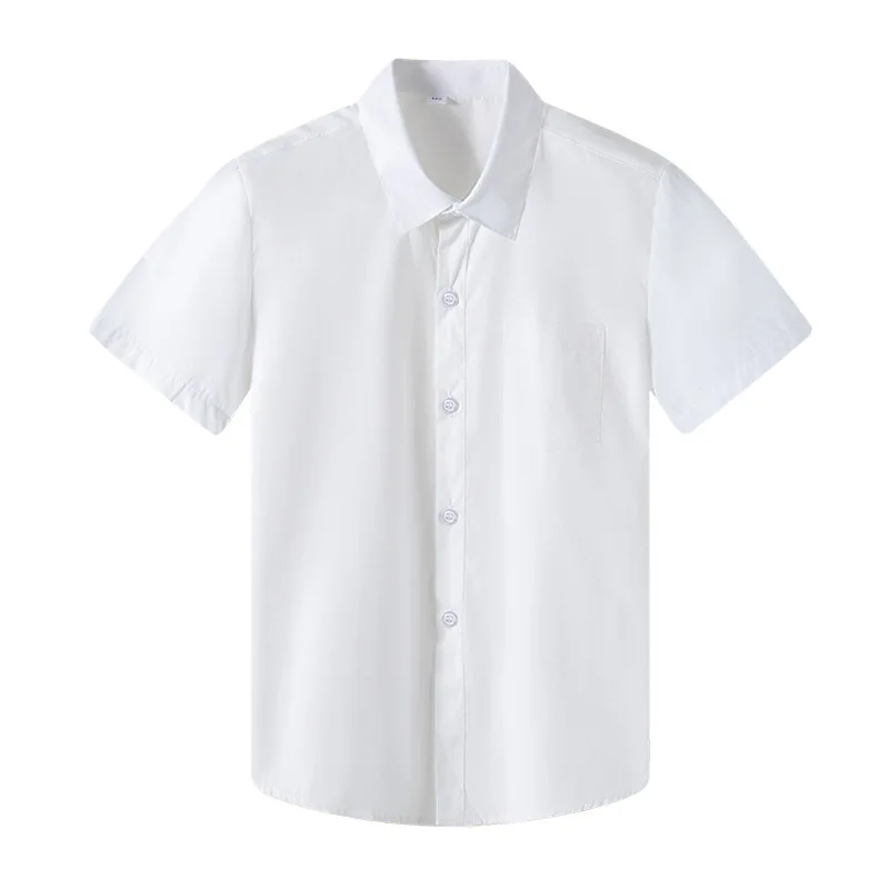 Children's shirts, short sleeves, boys' and girls' summer white shirts, kindergarten primary school students, college style perf