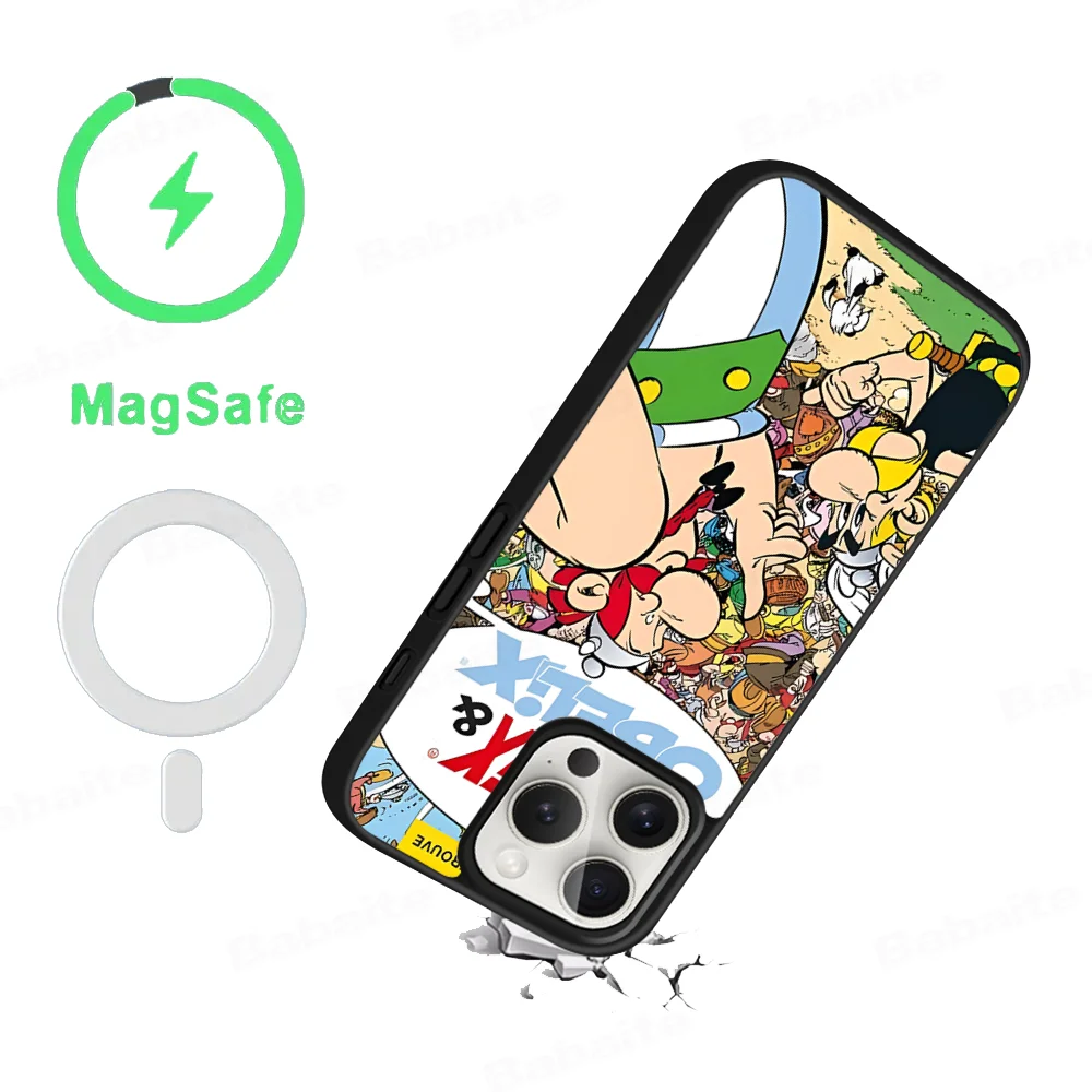 A- Asterix O-Obelix Phone Case Magesafe Magnetic Wireless Charge Case For IPhone 16 11 12 13 14 15 Pro Max Plus Mini #2