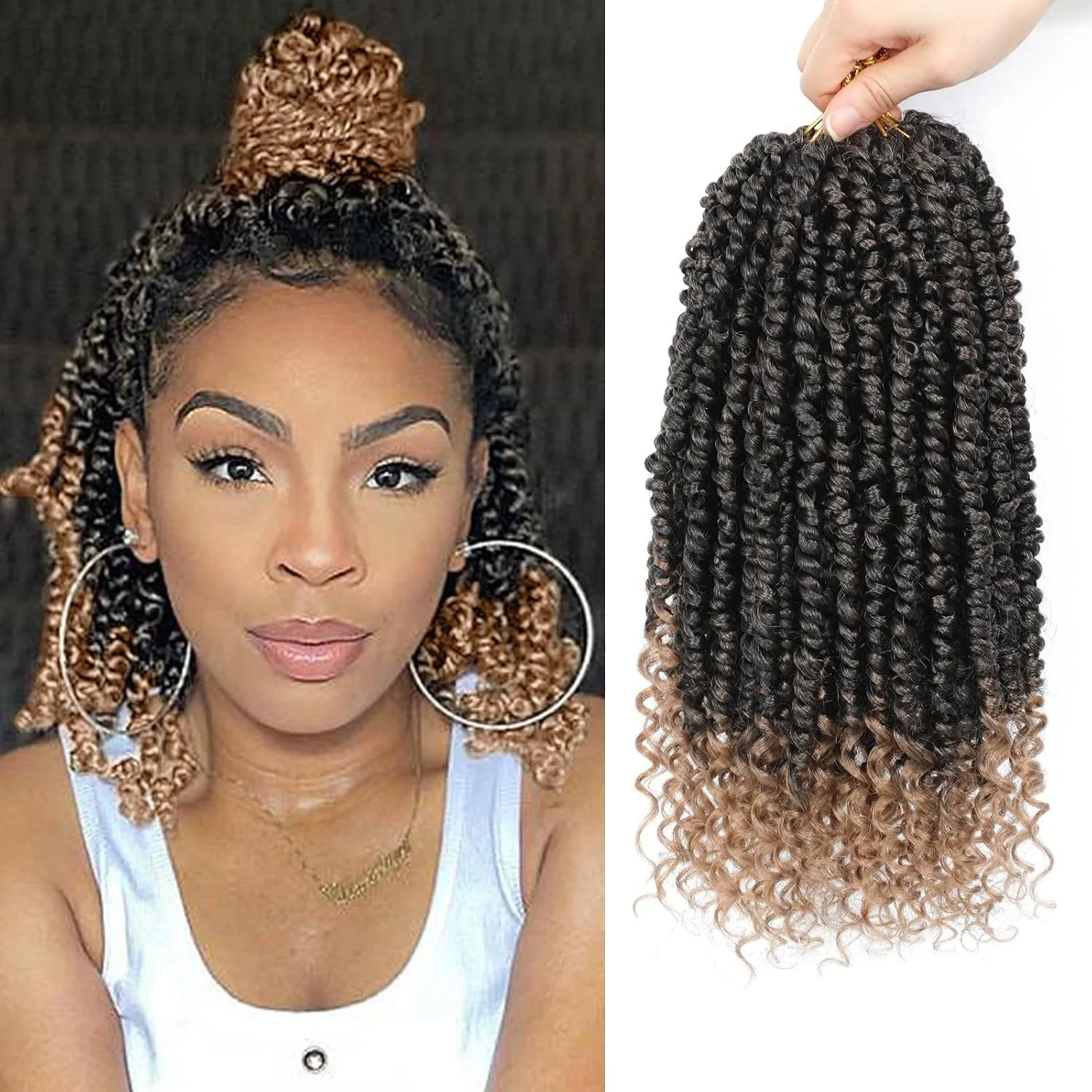 Passion Twist Häkelhaar, vorgefertigt, 8/12/14/16 Zoll, kurze, vorgefertigte Häkelzöpfe für schwarze Frauen, synthetische Haarverlängerungen. – Detail 10
