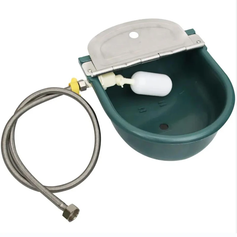 Stainless Lid Dark Green Color Cow Cattle Automatic Water Bowl for Cow Horse Sheep Drinking Water Bowl with Large Float-ball