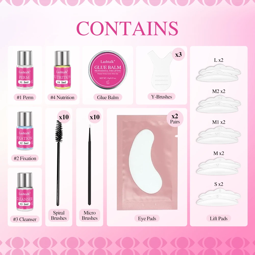 Lashtalk Lash Lift Kit Eyelash Perm Professional Curl With Glue Balm Lotion Pads Nutritions Semi-Permanent Salon & DIY Home Use