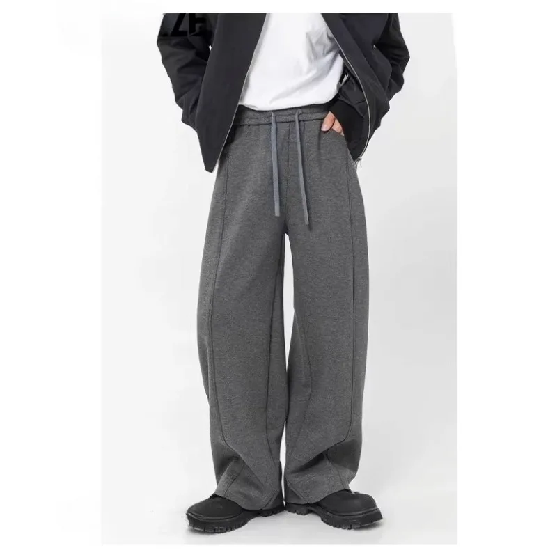 

Мужские повседневные брюки, универсальные однотонные свободные повседневные спортивные брюки на шнурке, весенне-осенние мужские уличные брюки для дома