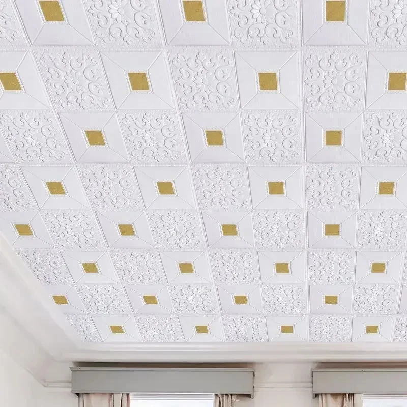 Wallpaper langit-langit atap 3D, kertas dinding berperekat tahan air untuk ruang tamu kamar tidur stiker dekorasi kontak