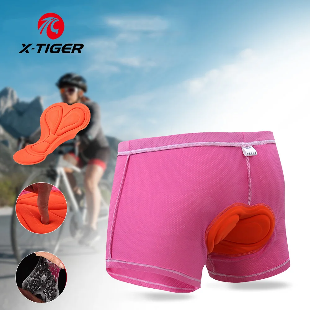 X-TIGER – sous-vêtements de cyclisme pour femmes, rembourrés en 3D, résistants aux chocs, pour vélo de route et de montagne, respirants, culottes de sport roses