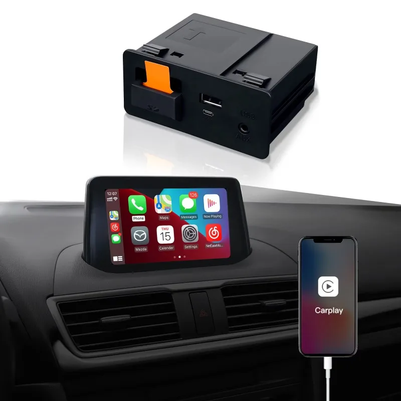 Wireless Apple Carplay Android Auto Box for mazda 2 3 6 CX3 CX5 CX8 CX9 FIAT124  miata with USB type-c TK78669U0C Adapter