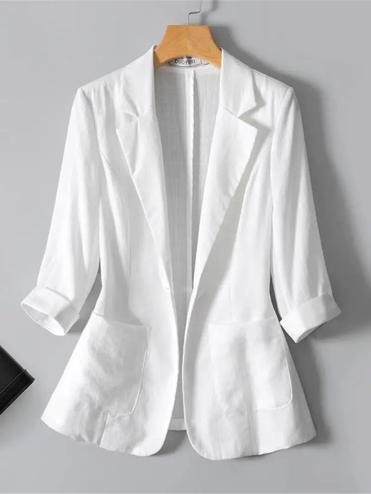 

Women's Casual Breathable Thin ort Outerwear Summer New Sle Versatile Iron-Free West Suit Large Size Coat Seven Sve