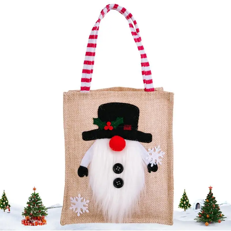 

Reusable Burlap Tote Bag Large Gift Bags Christmas Tote Bags With Handles Kids Birthday Party Treat Goodie Handbag For Christmas