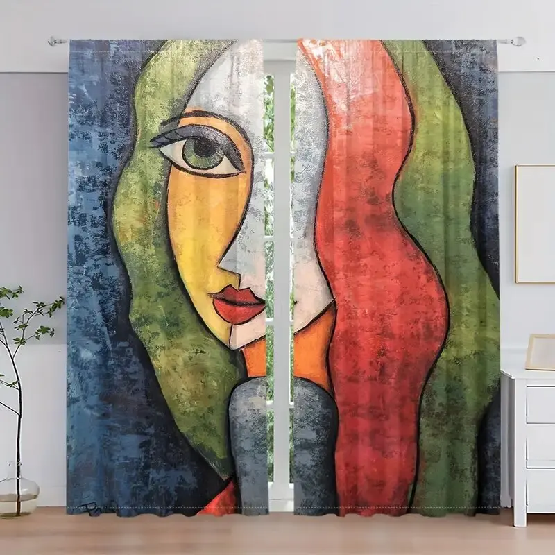 

Christmas decorations: Beautiful woman pattern printed curtains, home decoration, room decoration