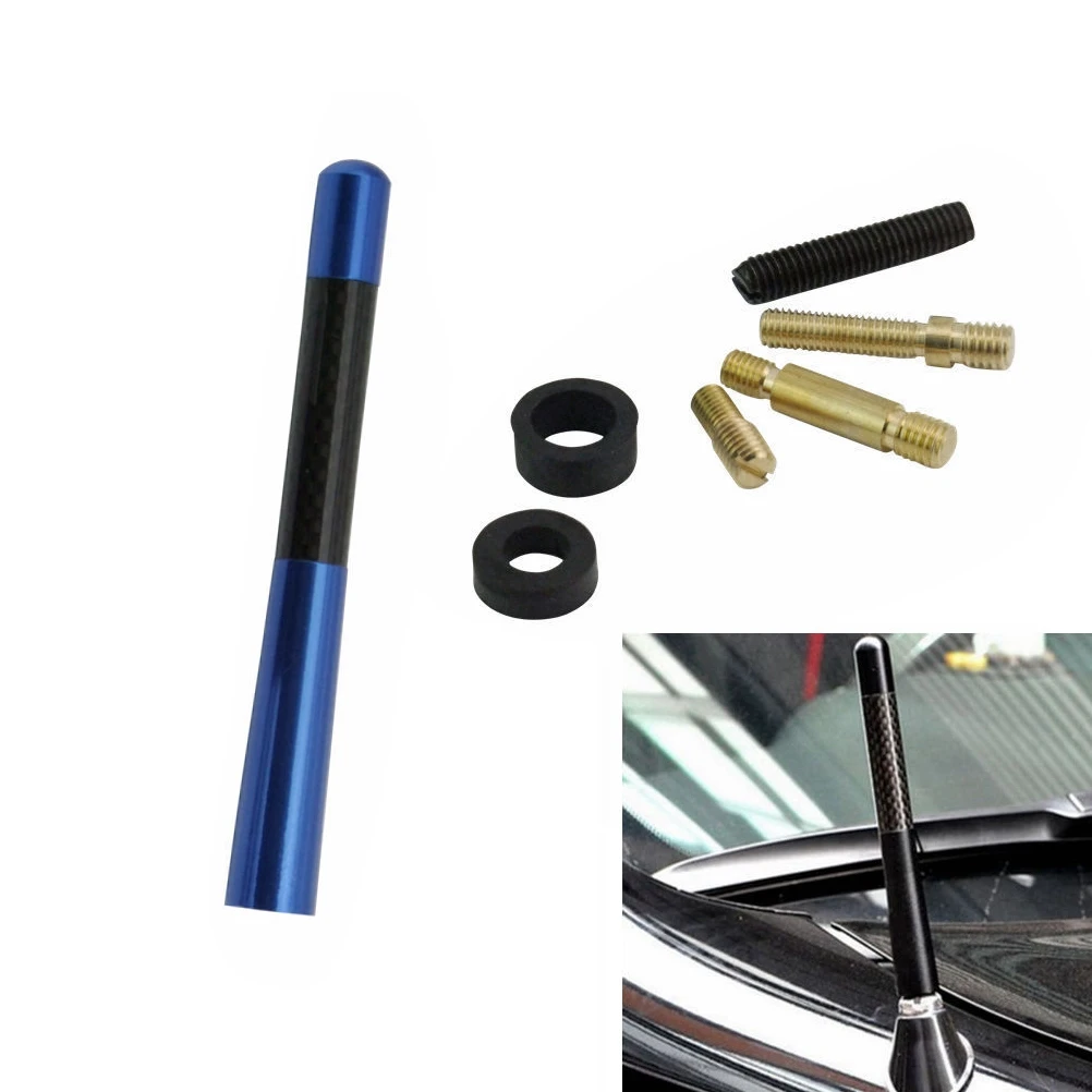 

Carbon Fiber Car Antenna 8cm Blue Refit Radio Reception Replacement Screw-on Aerial for Any Vehicle Durable Easy Install