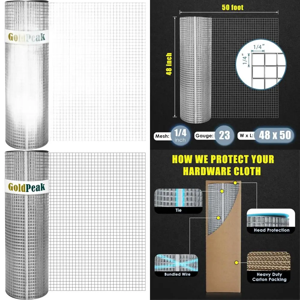 

Рулон сварной сетки для курятников из оцинкованной стали горячего цинкования, 1/4 дюйма, 48 x 50 футов, 23 калибра