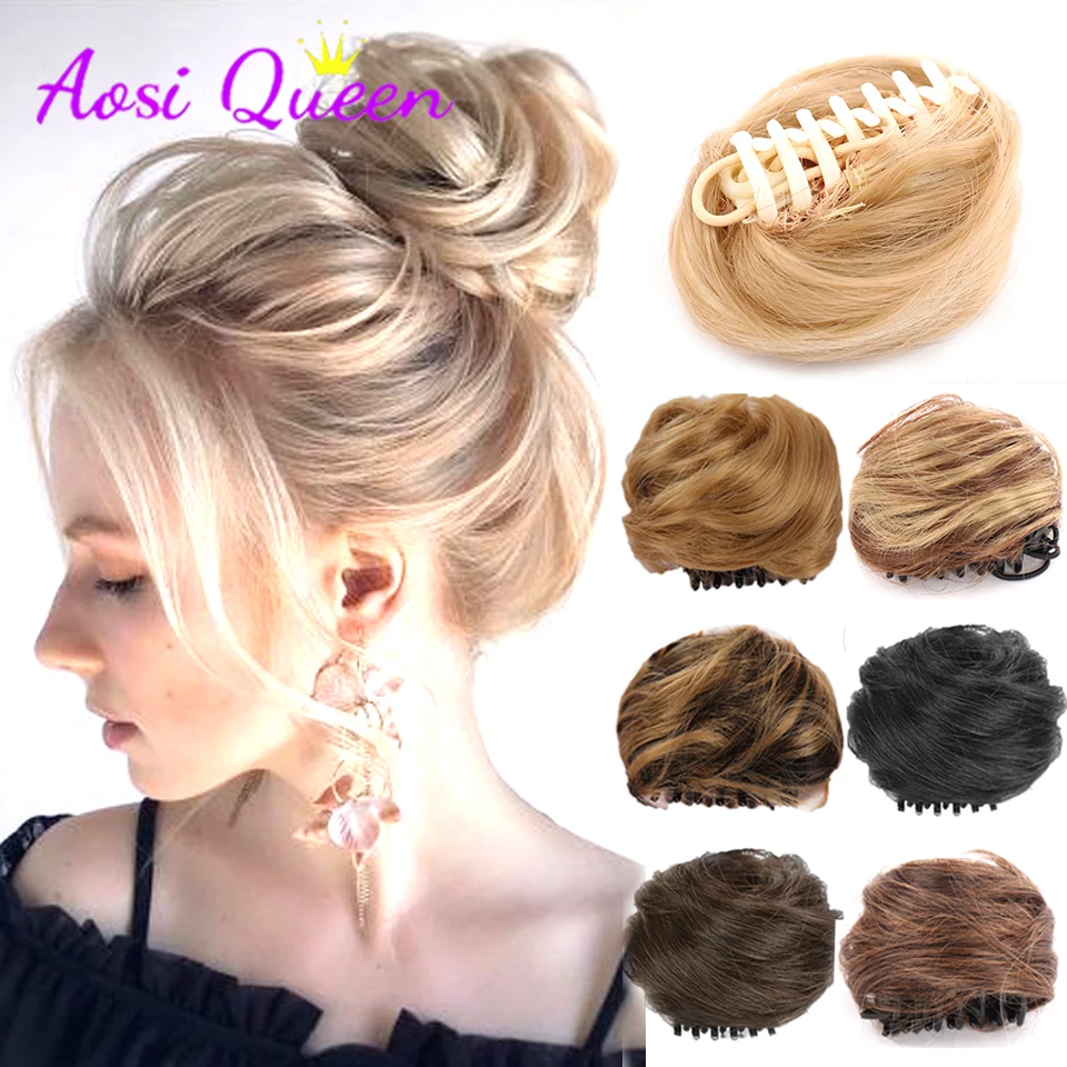 

AS Synthetic Hair Chignons Elastic Scrunchie Hair Extensions Ribbon Ponytail Hair Clip Bundles Hairpieces Donut Buns