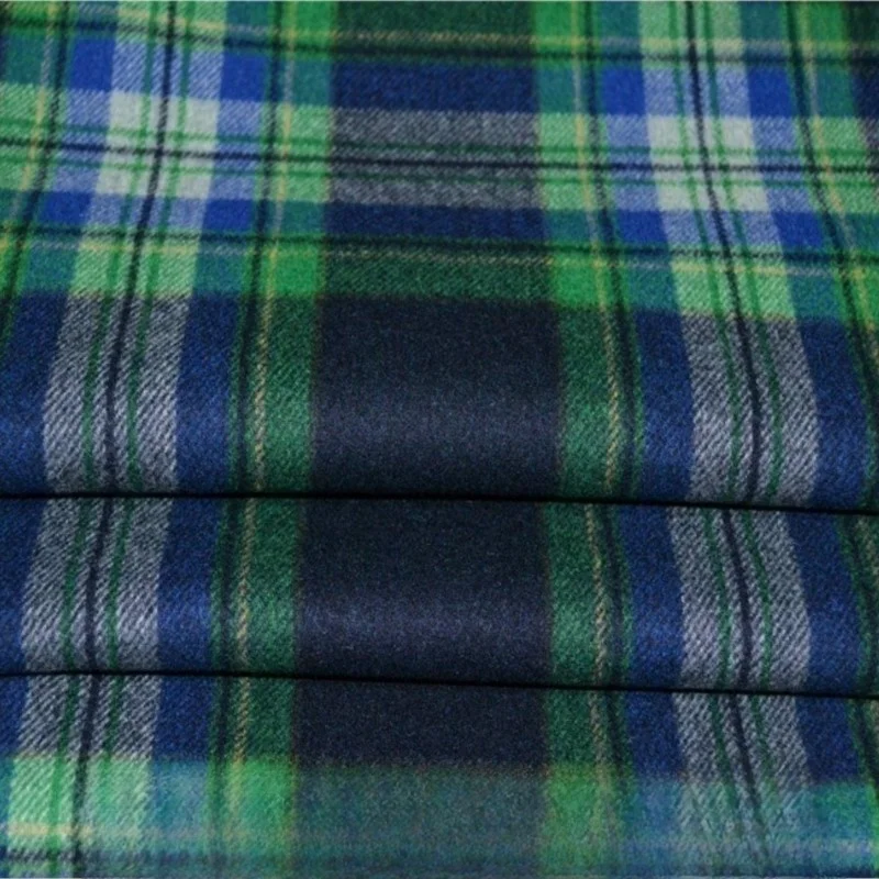 

Thick green and cyan woven woolen fashion fabric coat overcoat skirt clothing