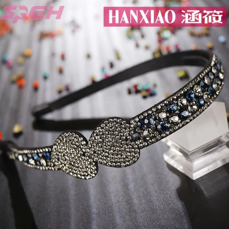 Korean headband Czech diamond hair band press hair anti-skid hairpin love headdress wide edge full diamond jewelry high grade