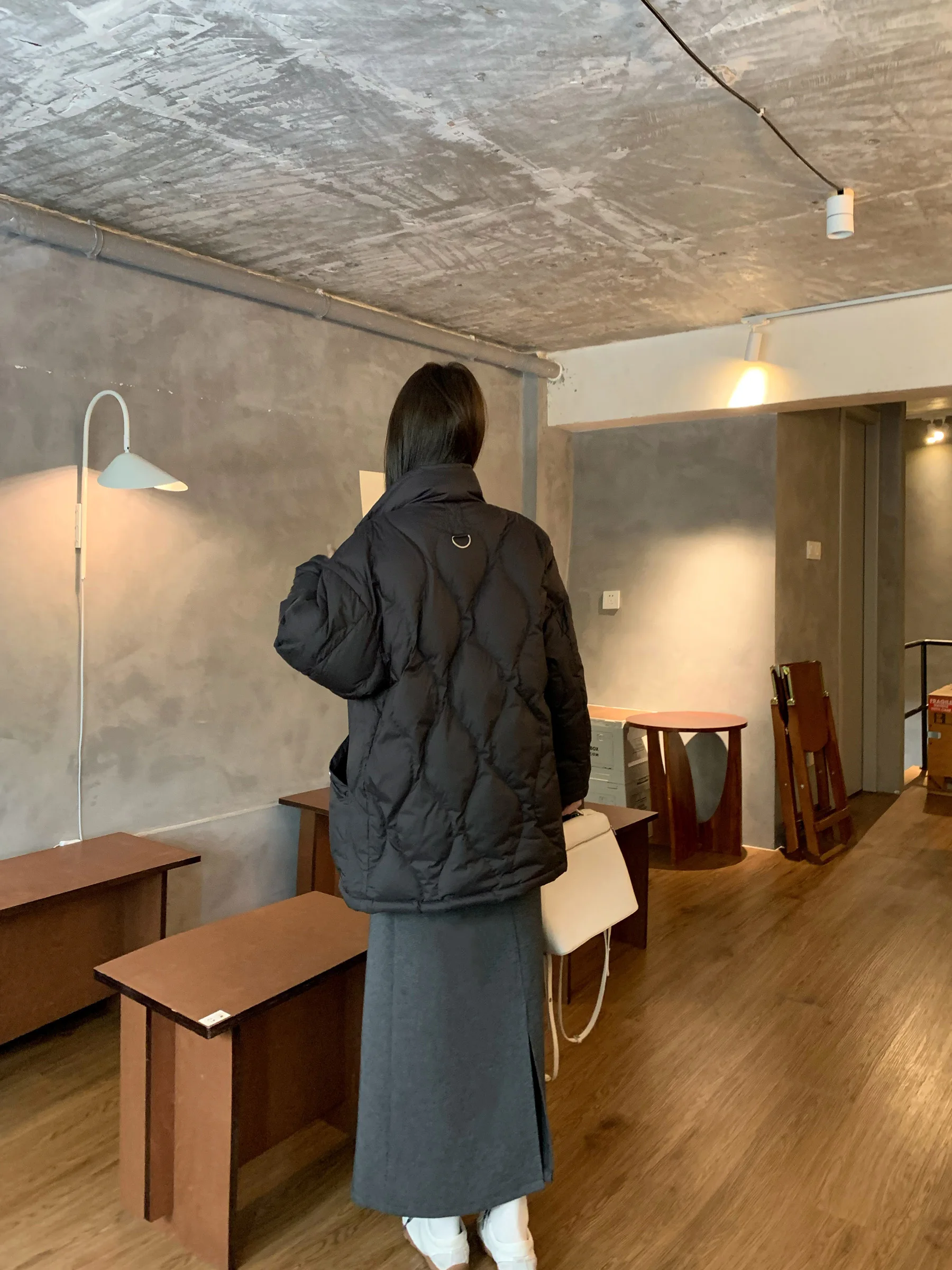 

HVIVI Women's Long down Jaet Buttoned Du down Loose Fit Stand Collar Warm Outerwear Korean Sle Commute Faion