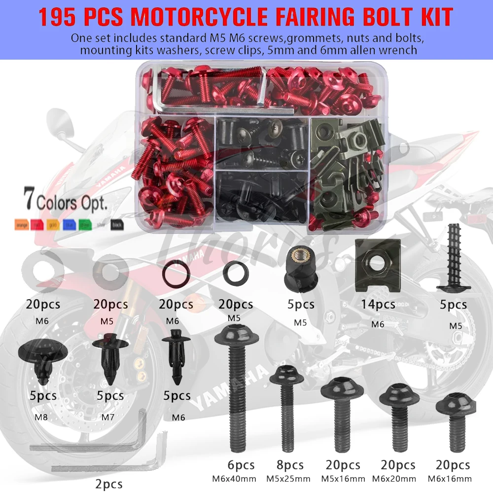 Fairing Bolts Screws Kit Nut Clips For Kawasaki Ninja ZX6R ZX7R ZX9R ZX10R ZX10RR ZX12R ZX14R ZX 4RR 6R 7R 9R 10R 12R 14R 10RR