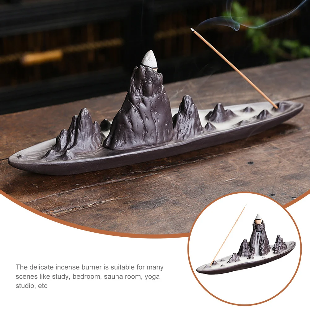 

Mountains Incense Burner Ceramic Backflow Censer Desktop Holder Aroma Relaxation Zen Style Censer Decorative Home Yoga