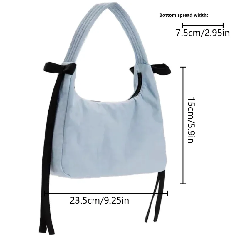 Hochwertige Nylon Ba Tasche für Frauen Bogen Design lässige Handtaschen Reiß verschluss Geldbörse Vintage koreanische y2k süße einfache Dame Umhängetaschen