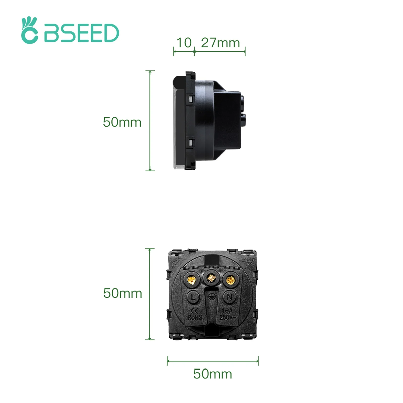 BSEED  EU/FR/UK Wall Socket Power Outlets USB Socket Type-C Parts Crystal Panels Socket Frame Free Combination