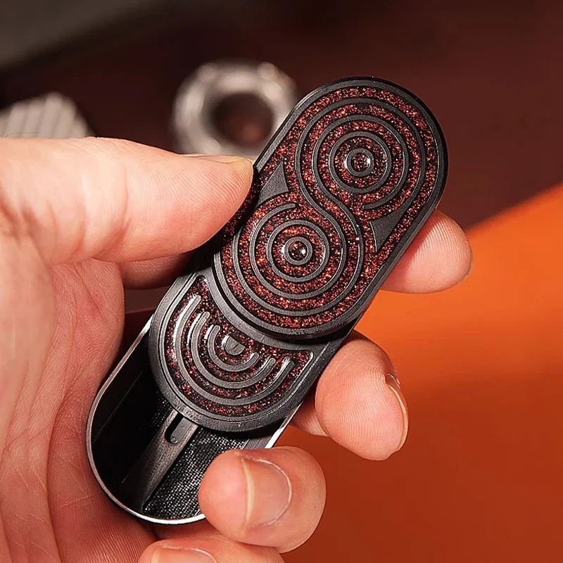 Stainless Steel Fidget Spinner Stress Relief Toy Straight Push Rotation EDC Magnetic Card De-Stressing Gadgets Rhythm Master