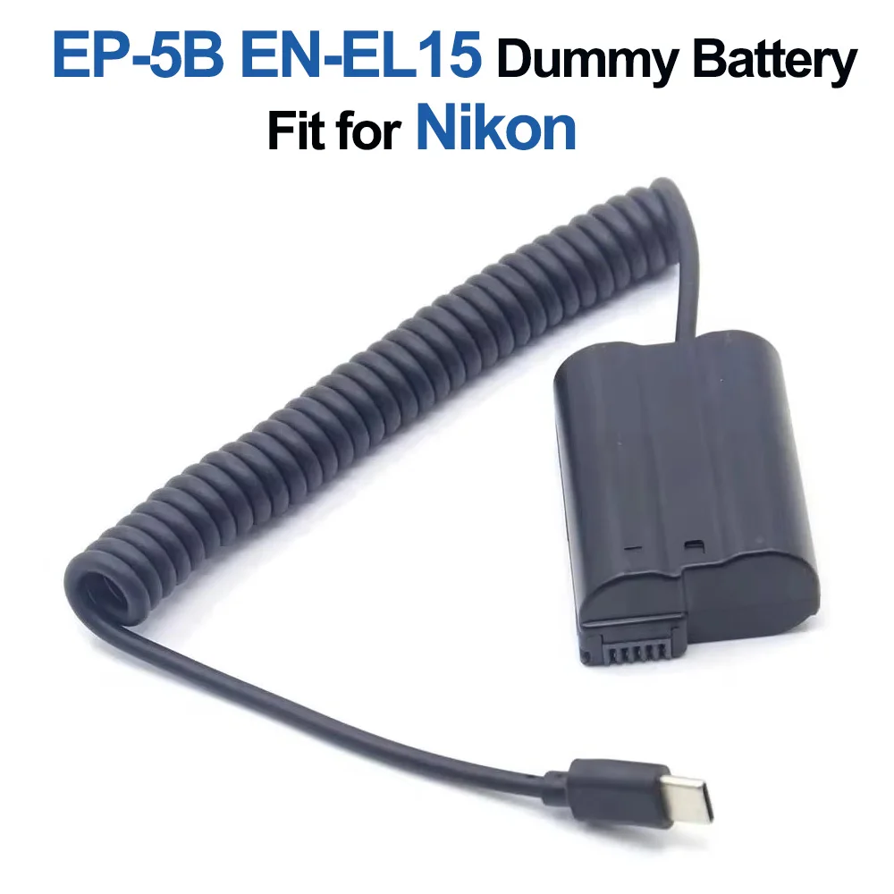 EN-EL15 ENEL15 Dummy Battery USB C Spring Cable EP-5B Coupler for Nikon Z6 1V1 D7000 D7100 D7200 D500 D610 D750 D800 D800E D810A