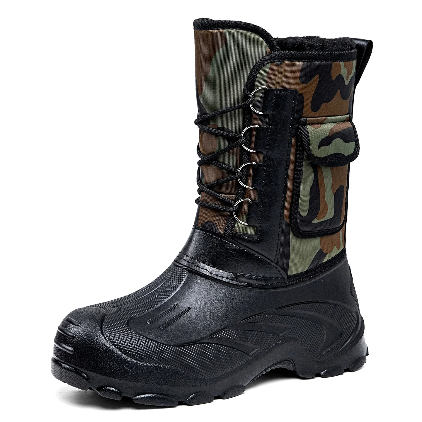 Winter Camouflage Fleece Lining Warm Hunting Boots Men's Outdoor Non-Slip Waterproof Snow Shoes Hiking Mountaineering Boots