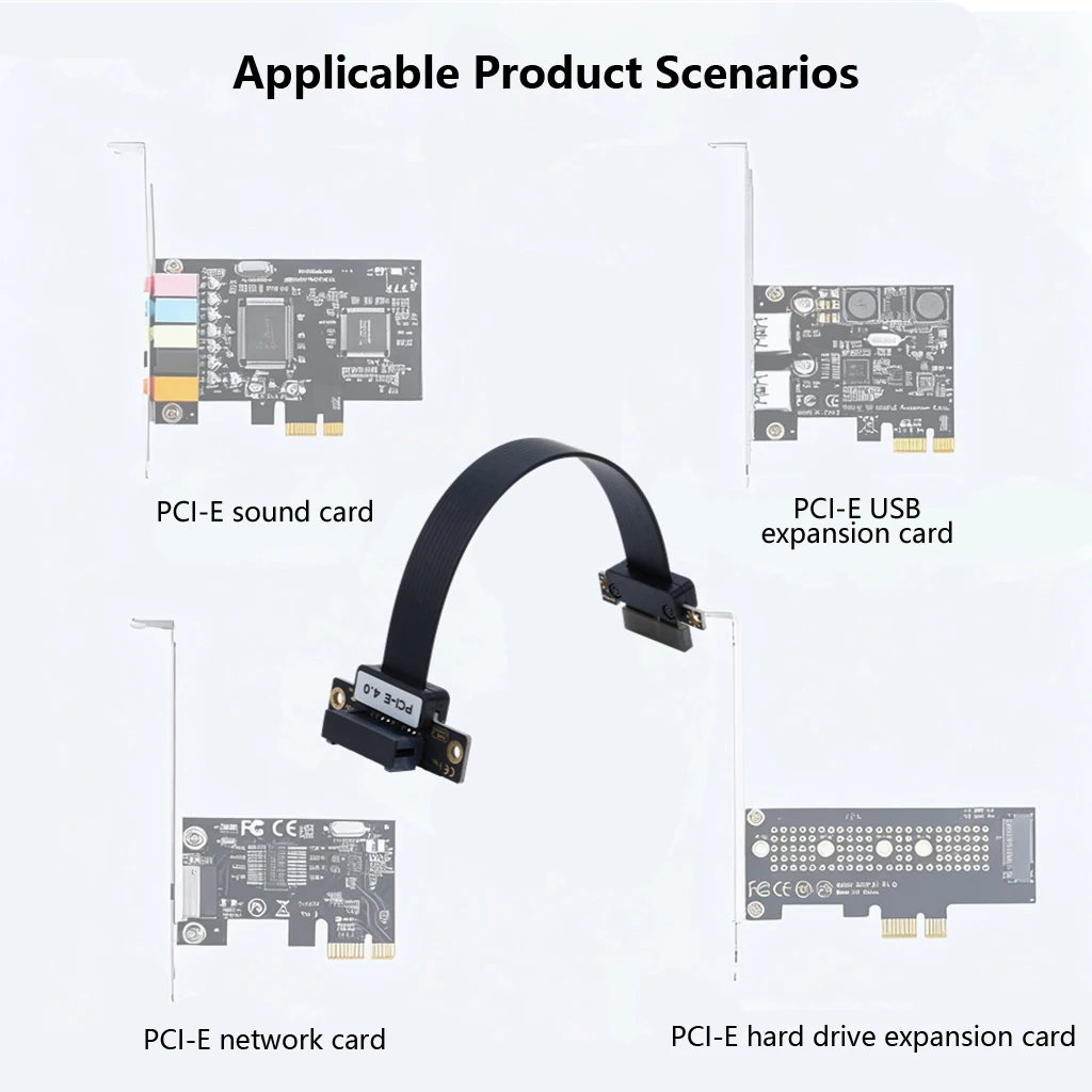 PCI-E 1X 3.0/4.0 GPU-Verlängerungskabel, vergoldeter PCIe X1/X4/X8/X16 Riser für NVMe SSD, Netzwerkkarte, Soundkarte, USB-Erweiterungskarte – Detail 5