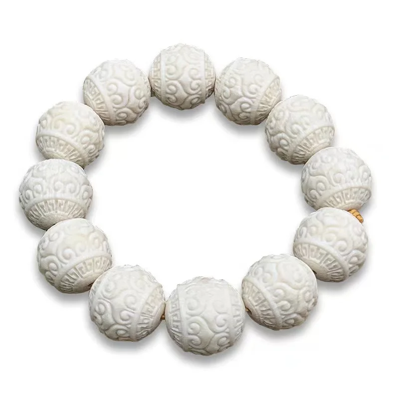 Resin imitation ivory bracelet, carved bracelet, cultural and antique collection, handmade carving handicrafts