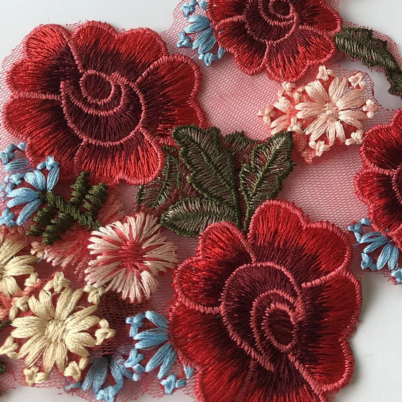 メッシュ刺繍生地貼り付けパッチ,ドレス,衣類,チャイナドレス,手刺sewingアクセサリー,1ペア