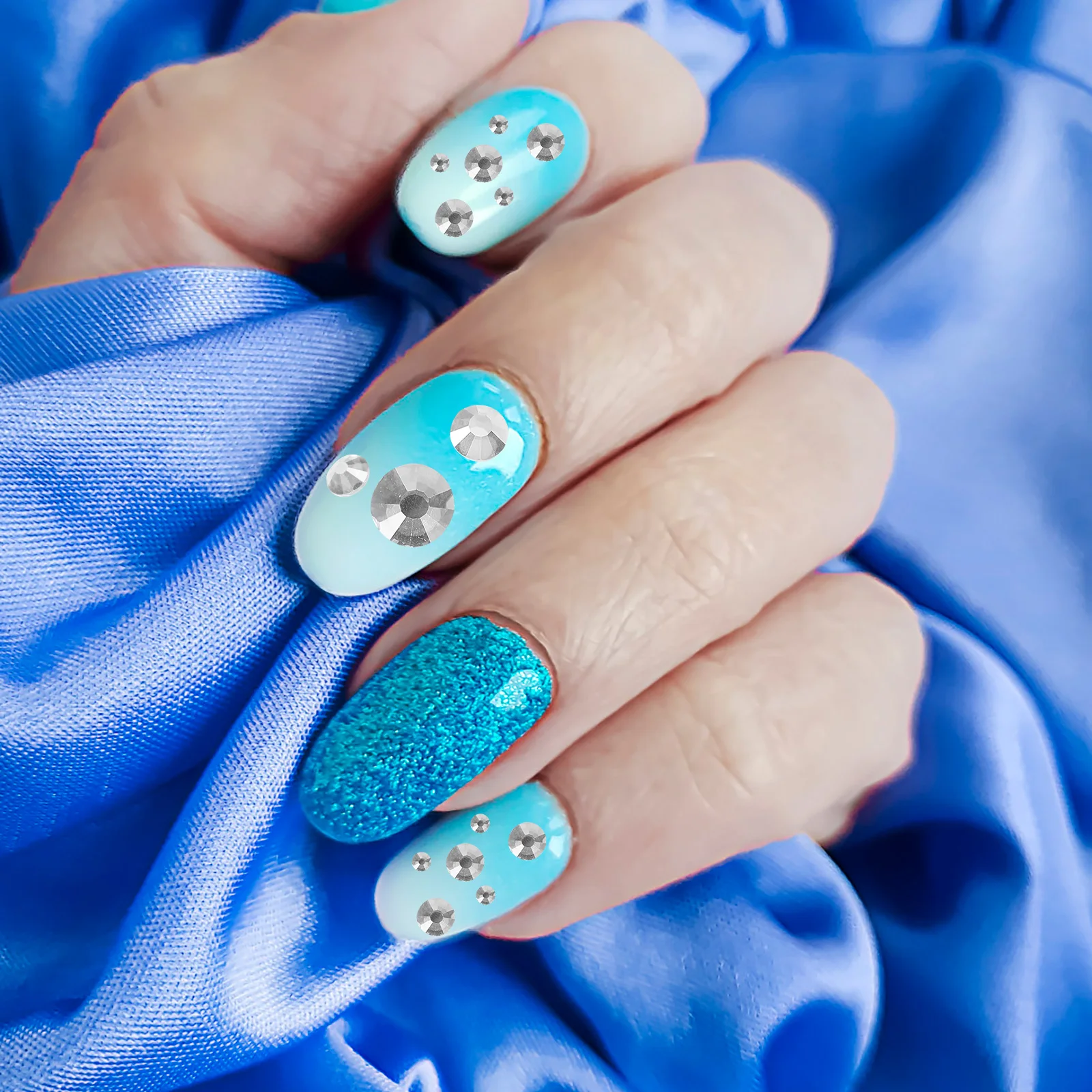 

1440Pcs Rhinestone Nail Accessories Manicure Ornaments Adhesive Nail Art Gems Flatback Rhinestones