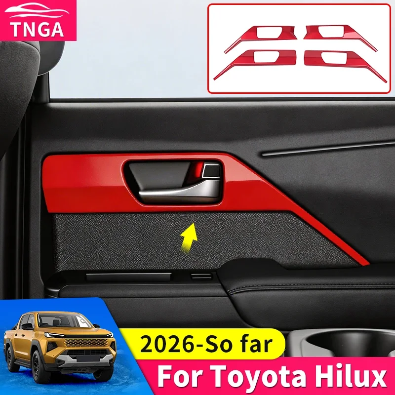 

For 2026 Toyota Hilux Pickup Inner Door Handle Decorative Panel Decoration Scratch Protection Car Styling Interior Accessories